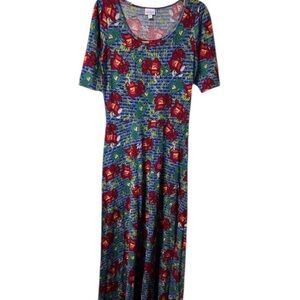 LuLaRoe ~ Women’s ~ Dress ~ Large ~ Long ~ Floral ~ Blue & Red